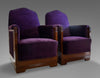 Art Deco Jatoba Wood Purple Velvet Lion Cachet Lounge Chairs - Furniture