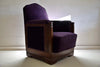 Art Deco Jatoba Wood Purple Velvet Lion Cachet Lounge Chairs - Furniture