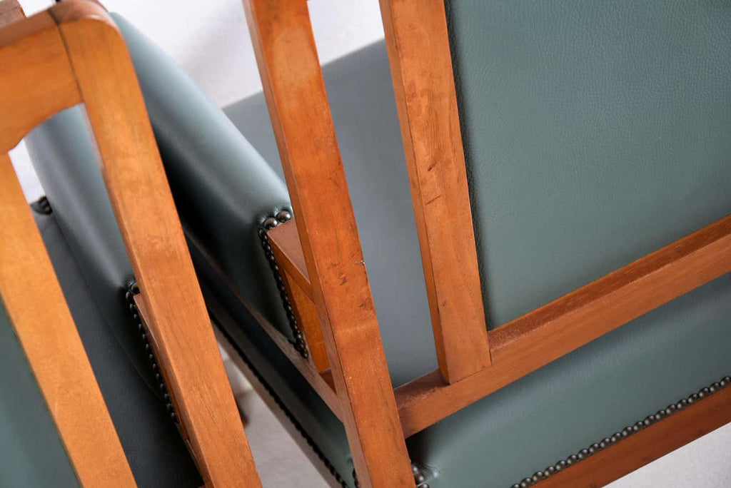 Art Nouveau Green and Brown Armchairs - Furniture