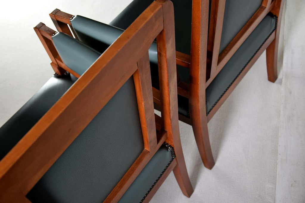 Art Nouveau Green and Brown Armchairs - Furniture