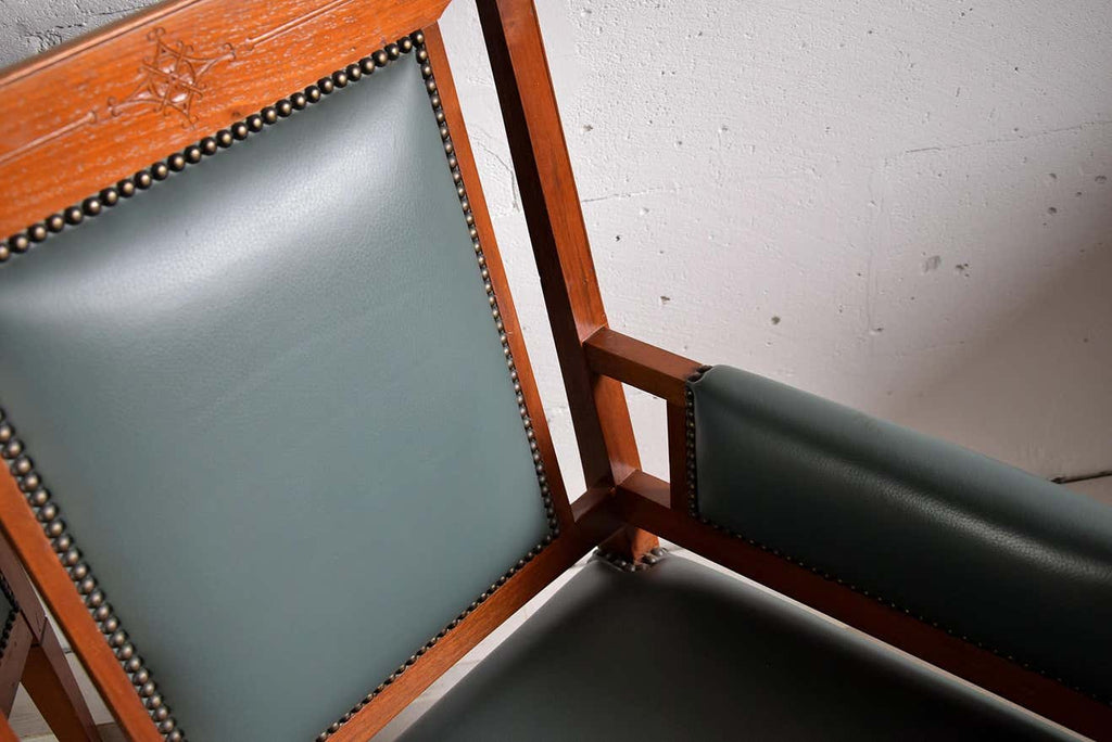 Art Nouveau Green and Brown Armchairs - Furniture