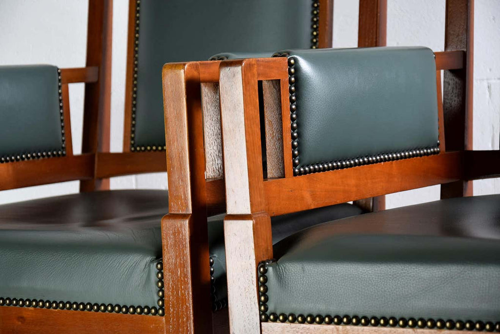 Art Nouveau Green and Brown Armchairs - Furniture