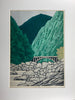 Bridge in the Valley, Limited Edition Japanese Woodblock Print by Fujita Fumio 1985 - Art