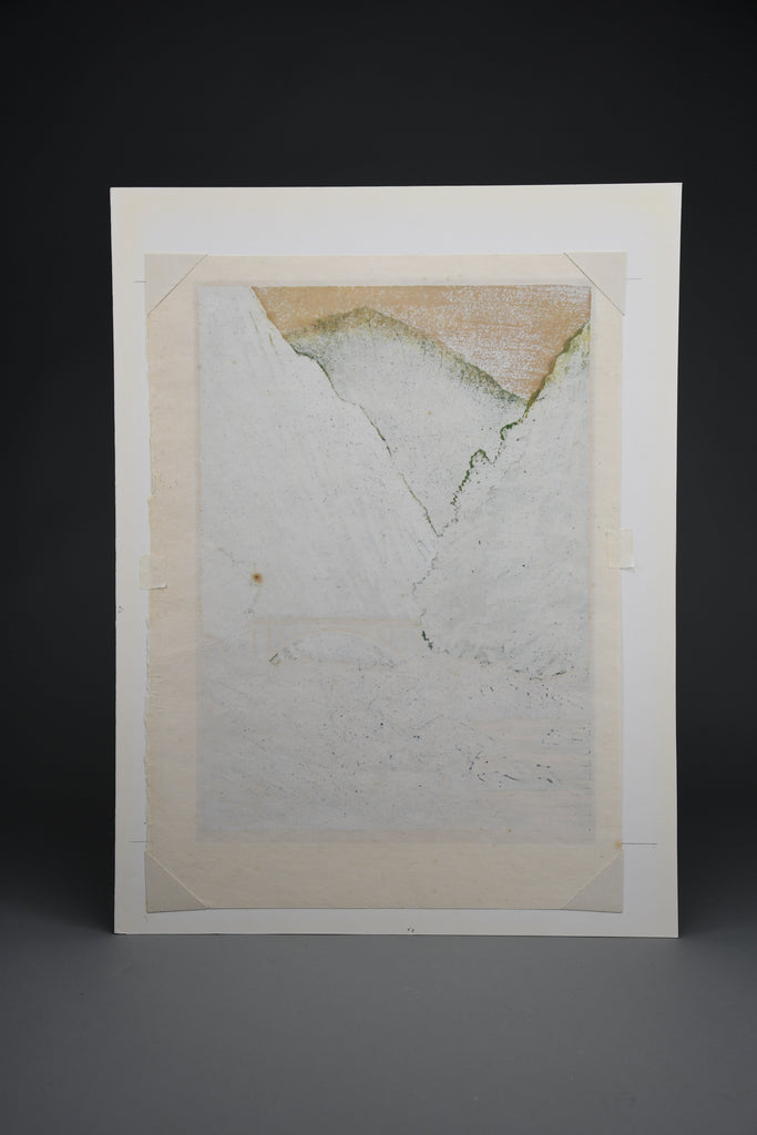 Bridge in the Valley, Limited Edition Japanese Woodblock Print by Fujita Fumio 1985 - Art