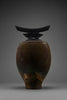 Bruce Johnson unique Raku ceramic vessel with brass detail 1999 - Art
