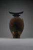 Bruce Johnson unique Raku ceramic vessel with brass detail 1999 - Art