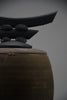 Bruce Johnson unique Raku ceramic vessel with brass detail 1999 - Art