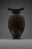 Bruce Johnson unique Raku ceramic vessel with brass detail 1999 - Art