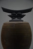 Bruce Johnson unique Raku ceramic vessel with brass detail 1999 - Art
