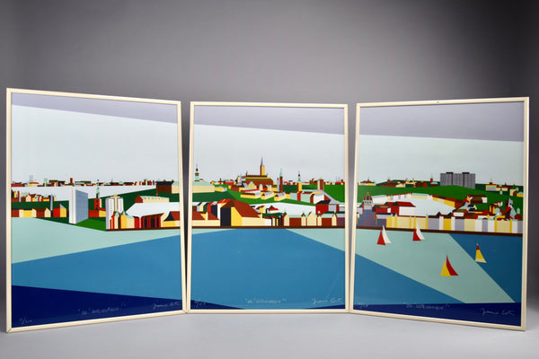 Copenhagen triptych serigraph by Franco Costa - Art