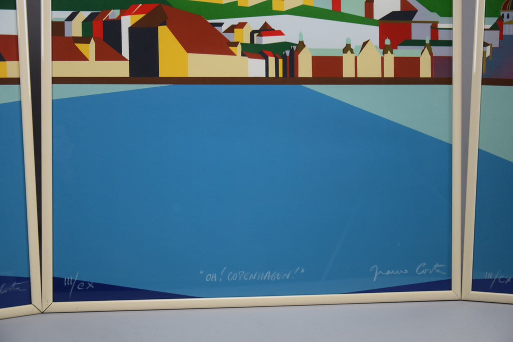 Copenhagen triptych serigraph by Franco Costa - Art
