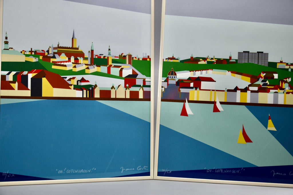 Copenhagen triptych serigraph by Franco Costa - Art