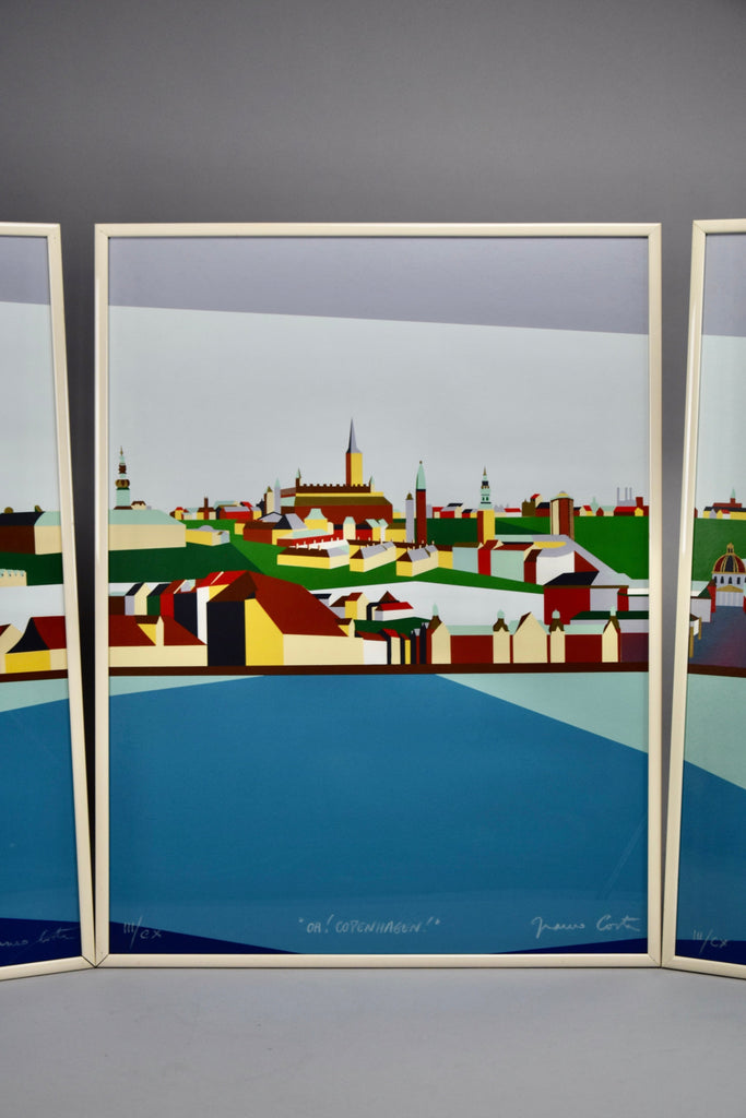 Copenhagen triptych serigraph by Franco Costa - Art