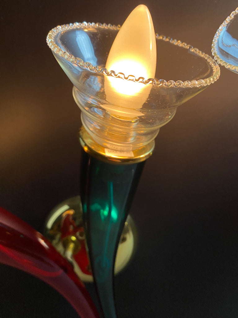 Ducale hand blown green and red Murano glass sconces by VeArt 1970 - Lighting