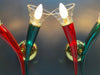 Ducale hand blown green and red Murano glass sconces by VeArt 1970 - Lighting