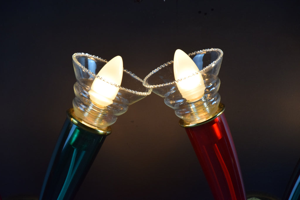 Ducale hand blown green and red Murano glass sconces by VeArt 1970 - Lighting