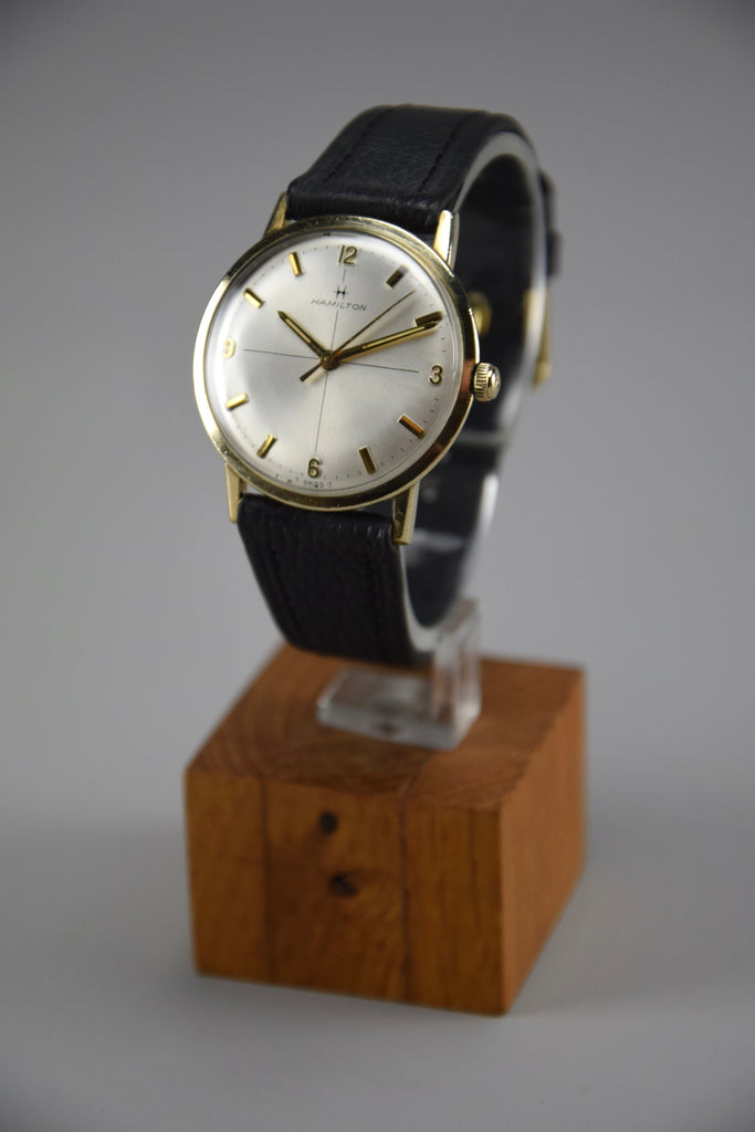 Elegant and Sophisticated 10K Gold Mid-Century Modern Hamilton Wristwatch - Watch