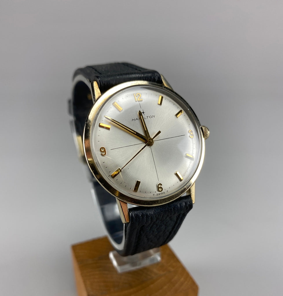 Elegant and Sophisticated 10K Gold Mid-Century Modern Hamilton Wristwatch - Watch