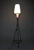 Elegant mid century floor Lamp black painted Iron lamp with milk glass shade - Lighting Floor