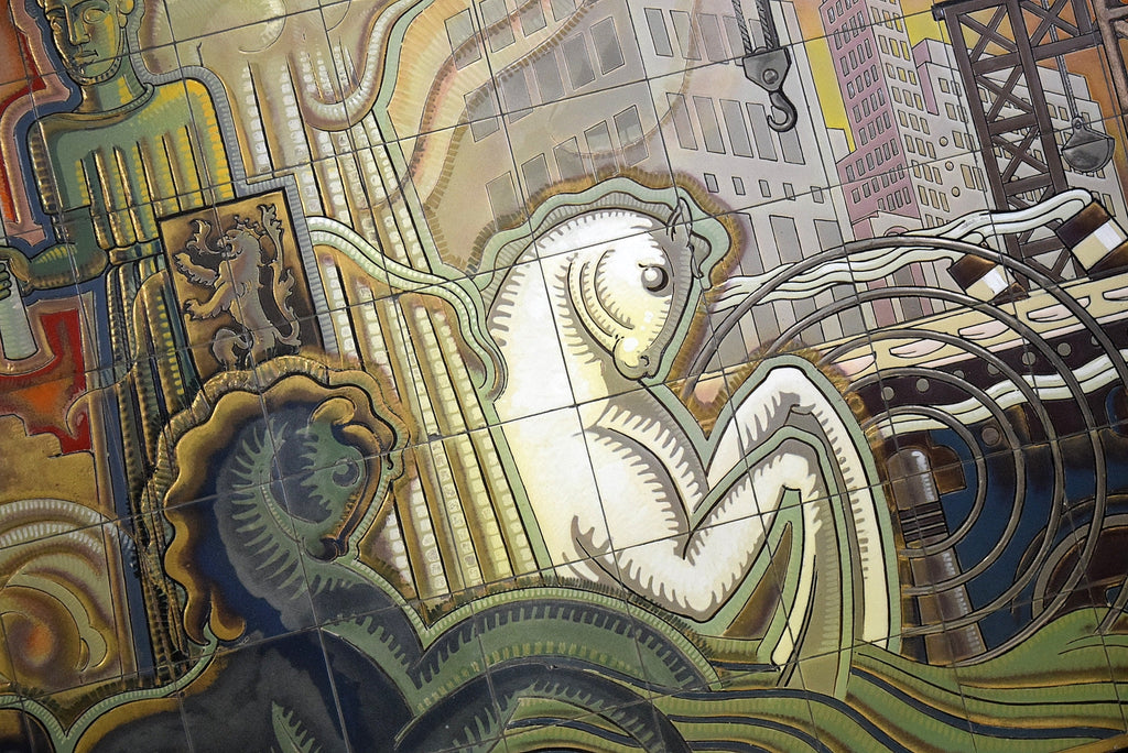 Exceptional mid-century ceramic tile mural by Joseph Roelants for Céramiques d’Hemixem (Gilliot & Cie) 1948, Monumental