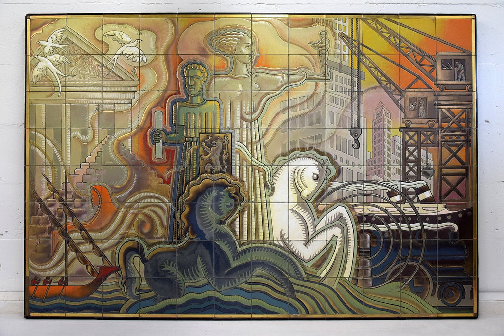 Exceptional mid-century ceramic tile mural by Joseph Roelants for Céramiques d’Hemixem (Gilliot & Cie) 1948, Monumental