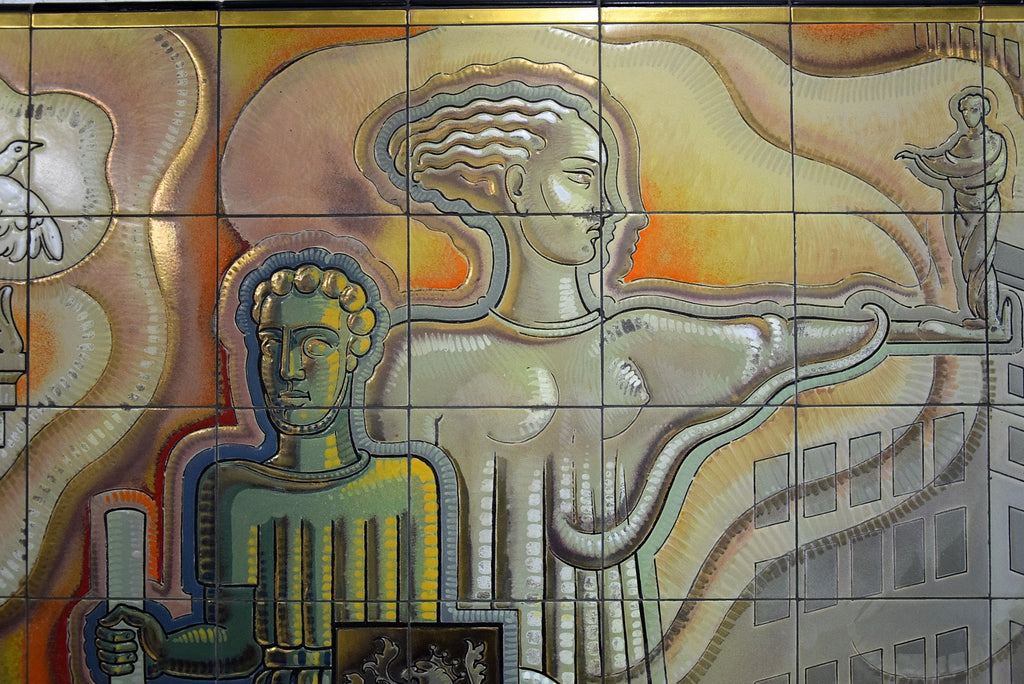 Exceptional mid-century ceramic tile mural by Joseph Roelants for Céramiques d’Hemixem (Gilliot & Cie) 1948, Monumental
