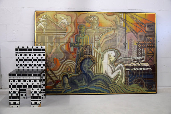 Exceptional mid-century ceramic tile mural by Joseph Roelants for Céramiques d’Hemixem (Gilliot & Cie) 1948, Monumental