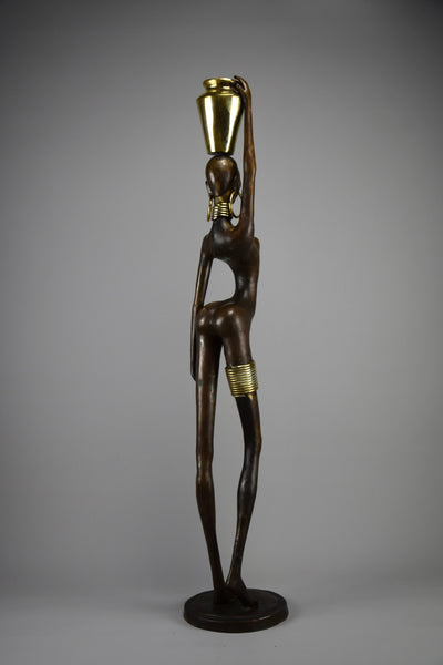 Exquisite brass and copper mid century modern African female sculpture - Art