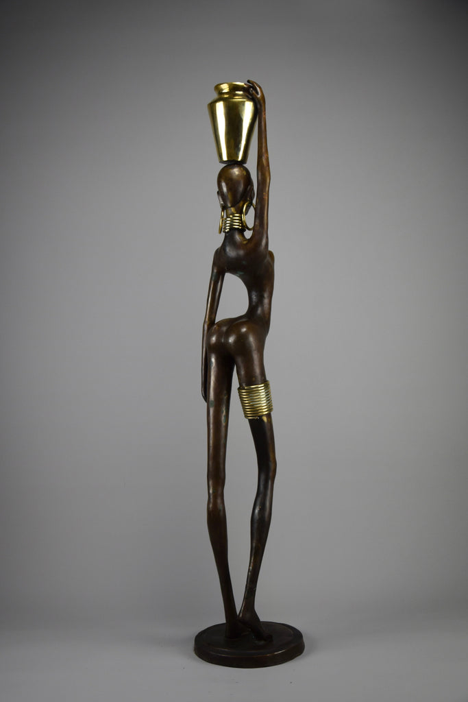 Exquisite brass and copper mid century modern African female sculpture - Art