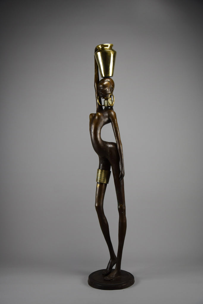 Exquisite brass and copper mid century modern African female sculpture - Art