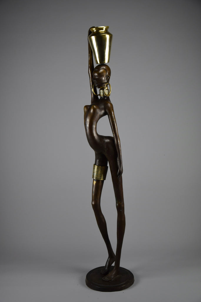 Exquisite brass and copper mid century modern African female sculpture - Art