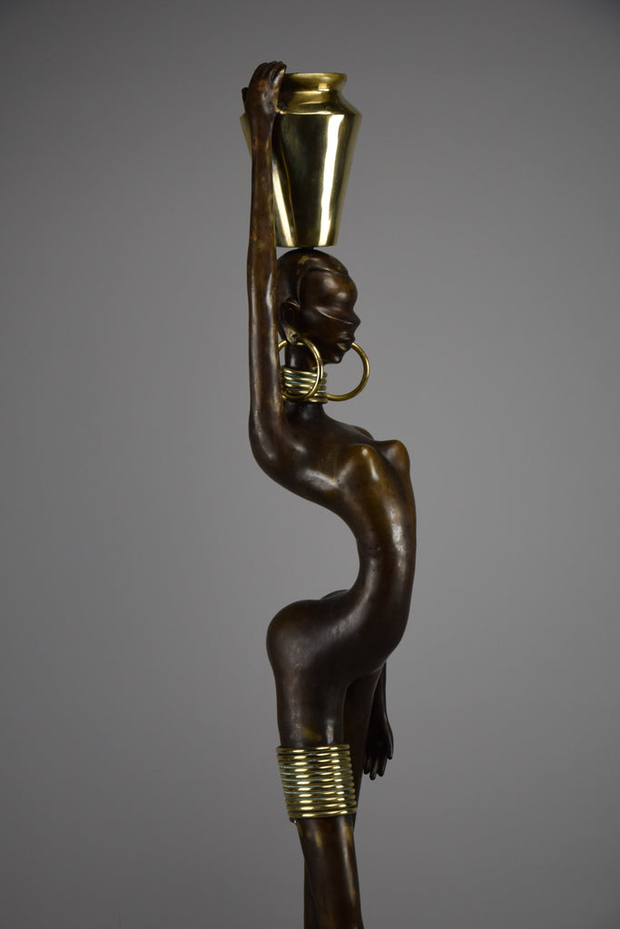 Exquisite brass and copper mid century modern African female sculpture - Art