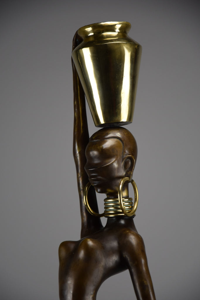 Exquisite brass and copper mid century modern African female sculpture - Art