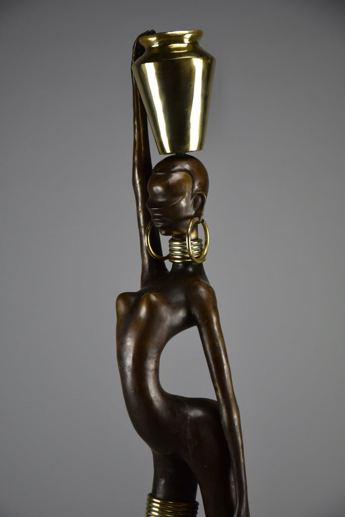 Exquisite brass and copper mid century modern African female sculpture - Art