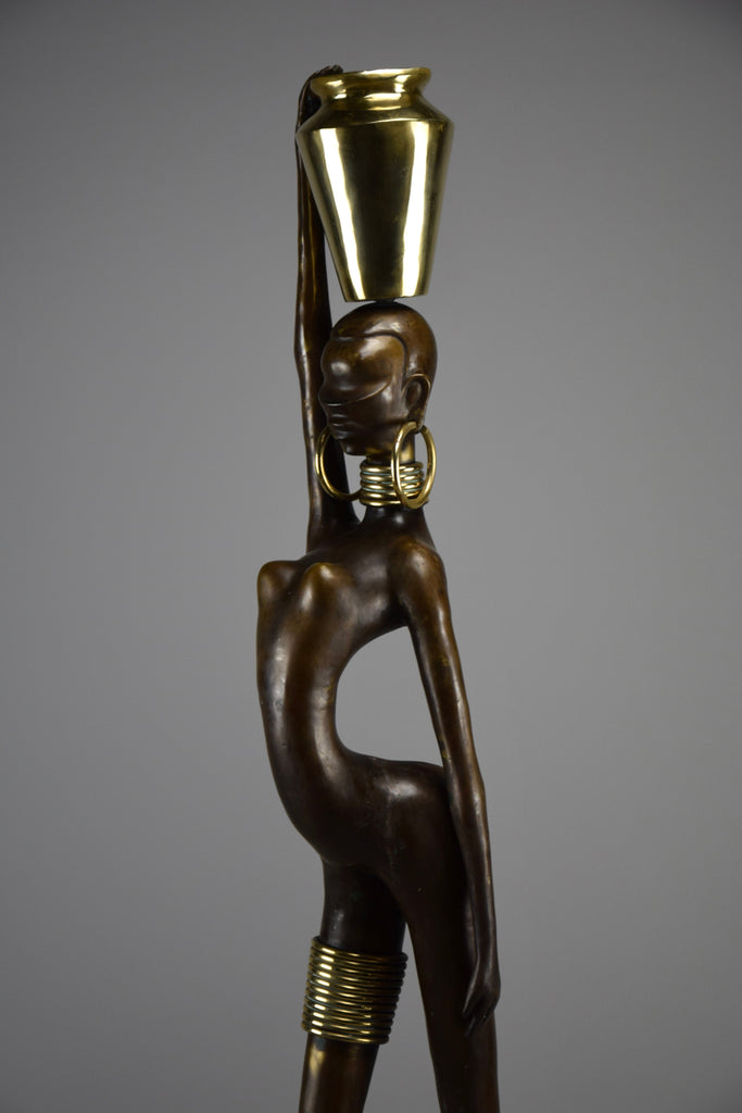 Exquisite brass and copper mid century modern African female sculpture - Art