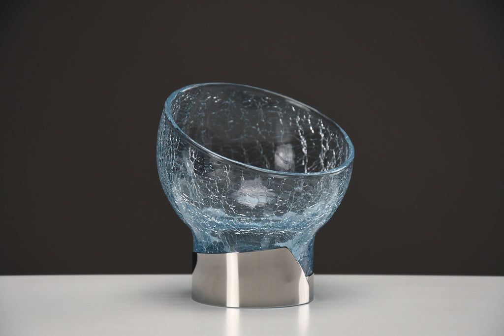 Exquisite Italian new old stock mid century modern celeste glass dessert bowls - Dining Table
