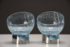 Exquisite Italian new old stock mid century modern celeste glass dessert bowls - Dining Table