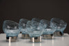 Exquisite Italian new old stock mid century modern celeste glass dessert bowls - Dining Table