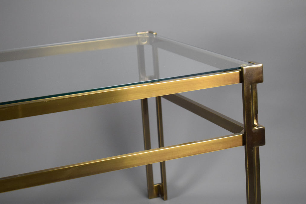 Exquisite Maison Jansen brass and glass Ssde table - Furniture