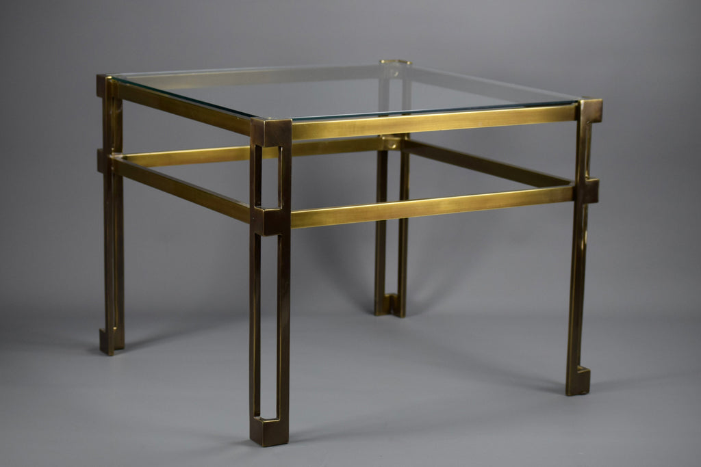 Exquisite Maison Jansen brass and glass Ssde table - Furniture