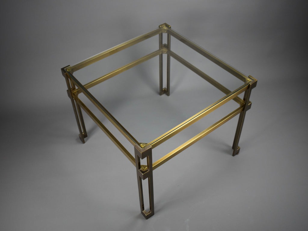 Exquisite Maison Jansen brass and glass Ssde table - Furniture