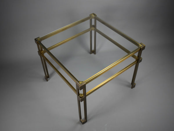 Exquisite Maison Jansen brass and glass Ssde table - Furniture