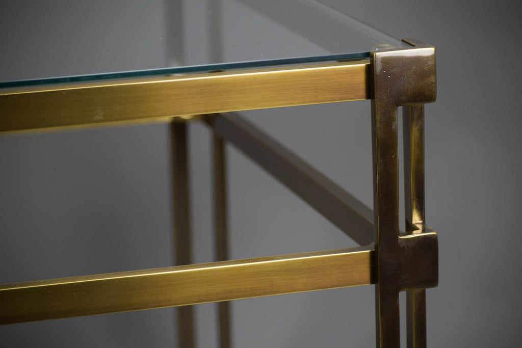 Exquisite Maison Jansen brass and glass Ssde table - Furniture