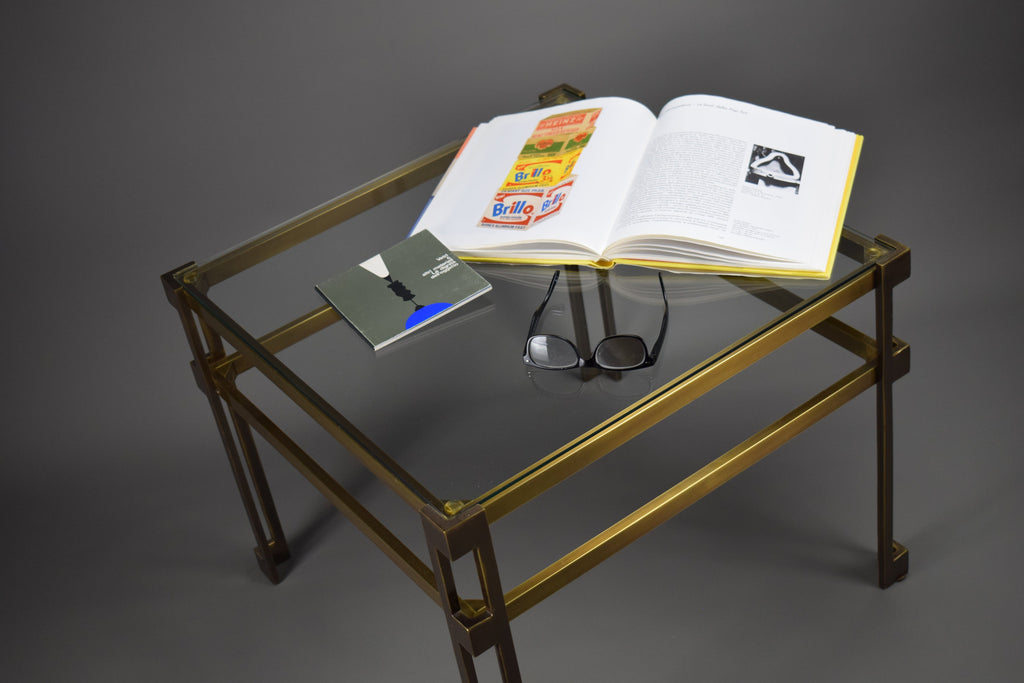 Exquisite Maison Jansen brass and glass Ssde table - Furniture