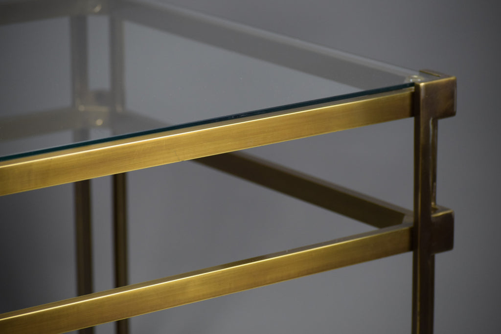Exquisite Maison Jansen brass and glass Ssde table - Furniture