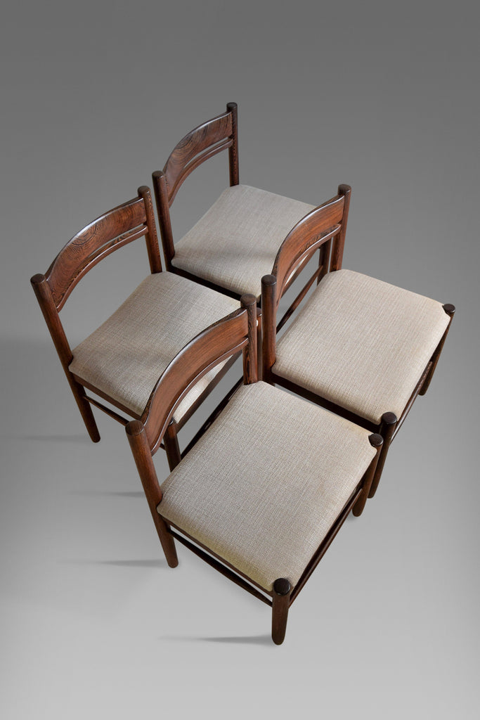 Four Solid Mid-Century Modern Wengé Dining Chairs - Furniture