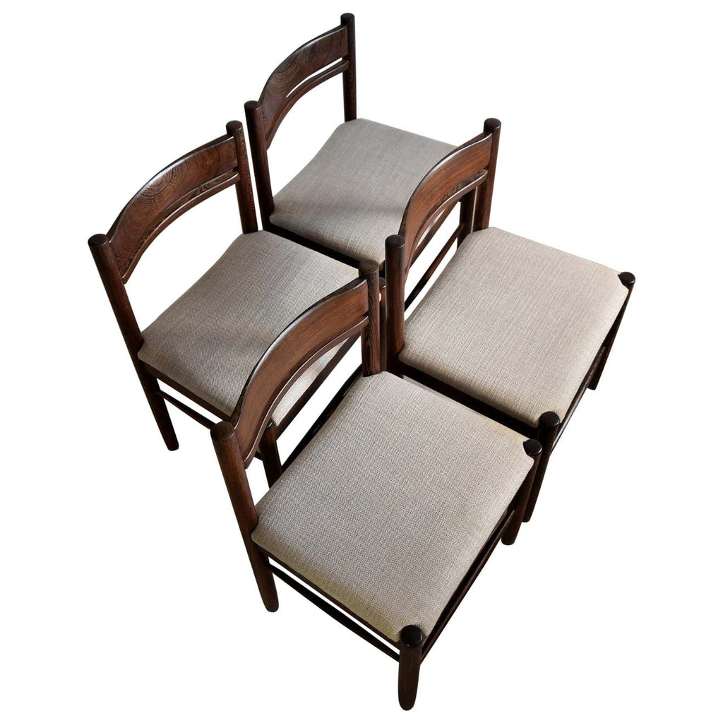 Four Solid Mid-Century Modern Wengé Dining Chairs - Furniture
