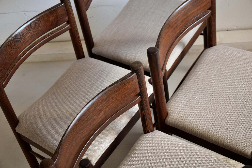 Four Solid Mid-Century Modern Wengé Dining Chairs - Furniture
