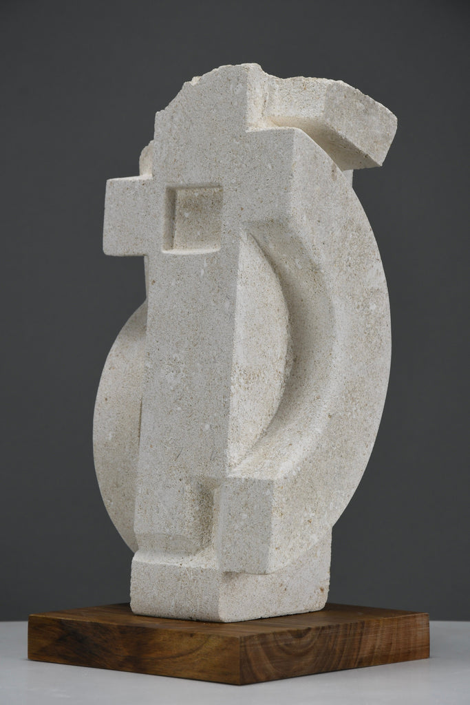 “Frammenti IV”, Cubist inspired Limestone sculpture by Alberto Cabiddu 1997 - Decor