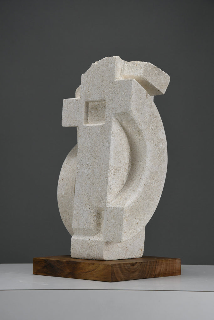 “Frammenti IV”, Cubist inspired Limestone sculpture by Alberto Cabiddu 1997 - Decor